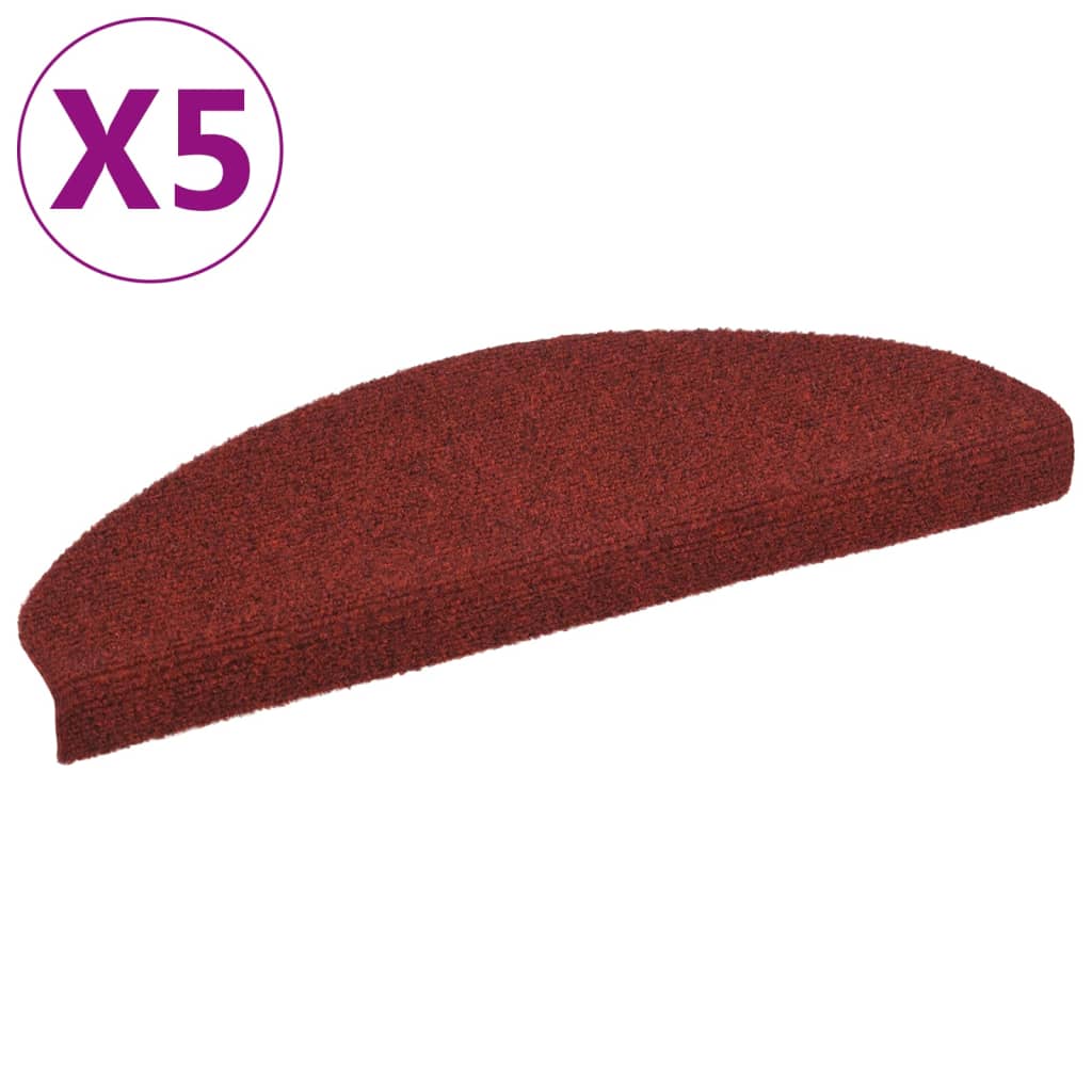 Selbstklebende Treppenmatten 5 Stk. Rot 65x21x4 cm Nadelvlies