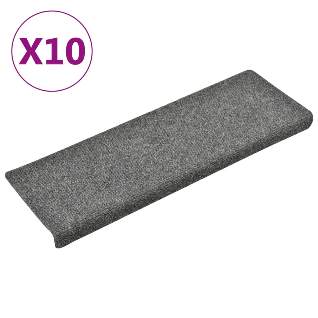 Treppenmatten 10 Stk. Hellgrau 65x21x4 cm Nadelvlies