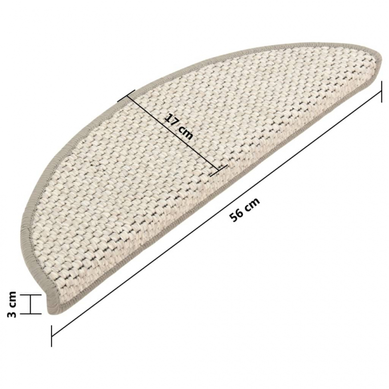 Treppenmatten Selbstklebend Sisal-Look 15 Stk. 56x17x3 Platina