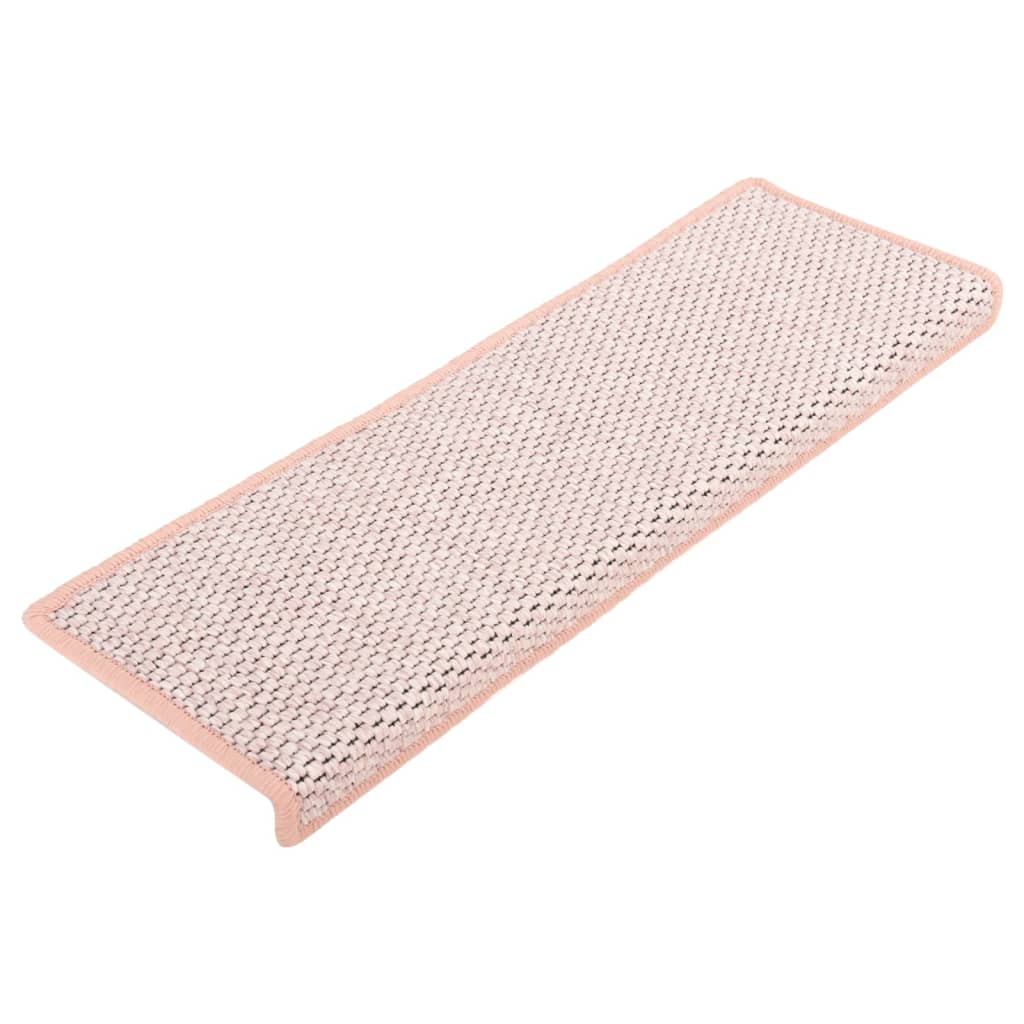 Treppenmatten Selbstklebend Sisal-Optik 15 Stk. 65x21x4 cm Rosa