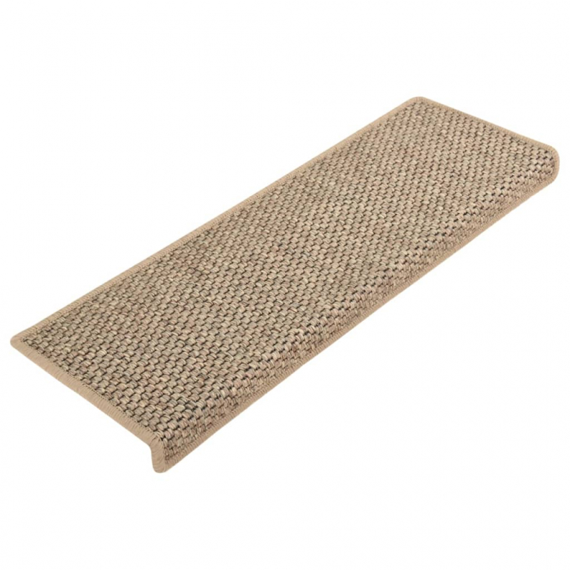 Treppenmatten Selbstklebend Sisal 15 Stk. 65x21x4cm Dunkelbeige