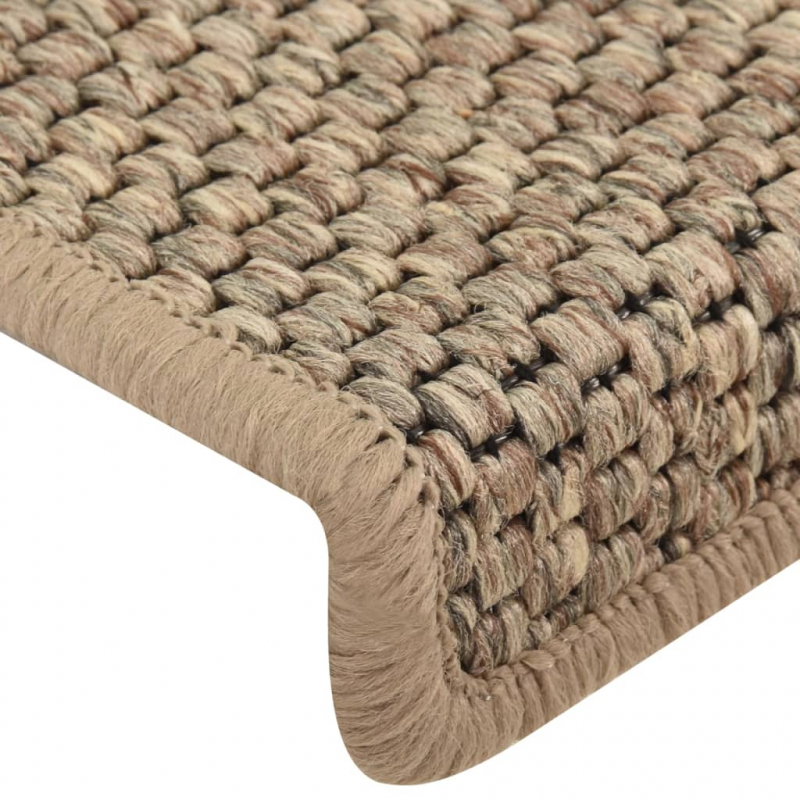 Treppenmatten Selbstklebend Sisal 15 Stk. 65x21x4cm Dunkelbeige