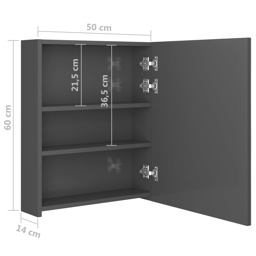 LED-Spiegelschrank fürs Bad Glänzend Grau 50x14x60 cm