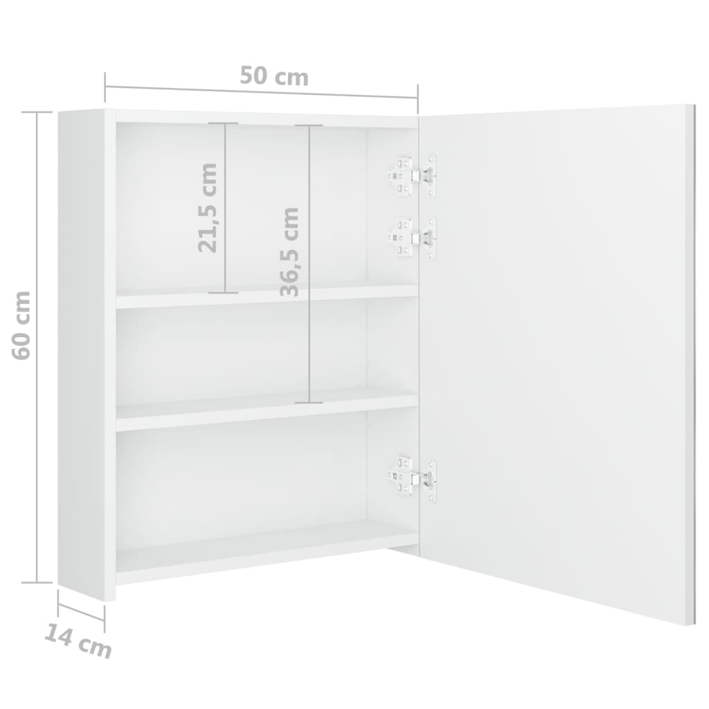 LED-Bad-Spiegelschrank Glänzendes Weiß 50x14x60 cm