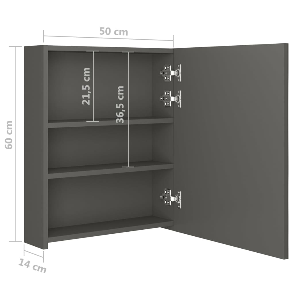 LED-Bad-Spiegelschrank Anthrazit 50x14x60 cm