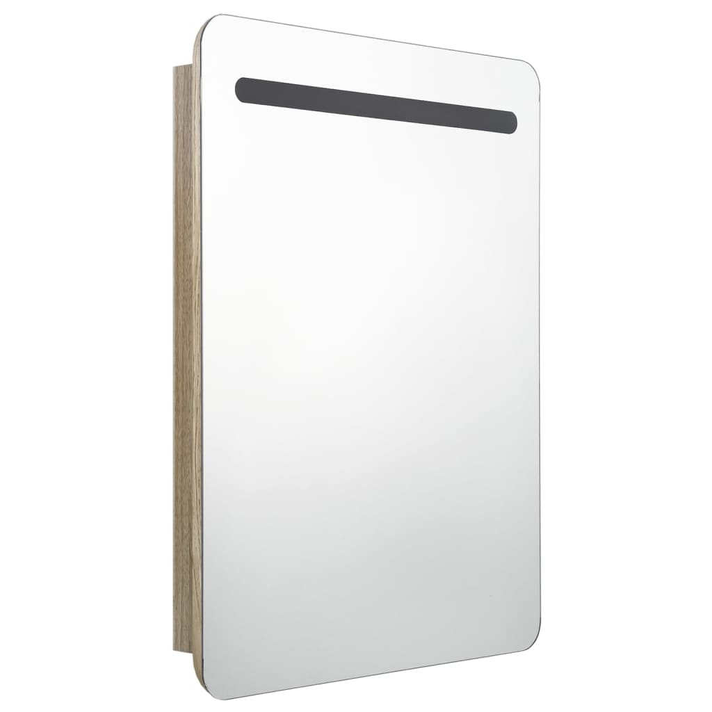 LED-Bad-Spiegelschrank Eichen-Optik 60x11x80 cm