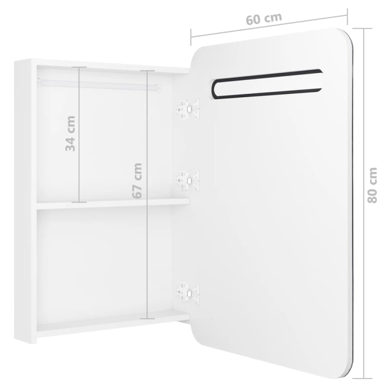 LED-Spiegelschrank fürs Bad Glänzend Weiß 60x11x80 cm