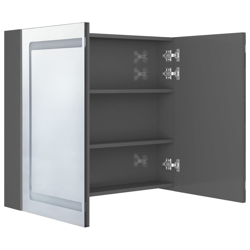 LED-Spiegelschrank fürs Bad Glänzend Grau 80x12x68 cm