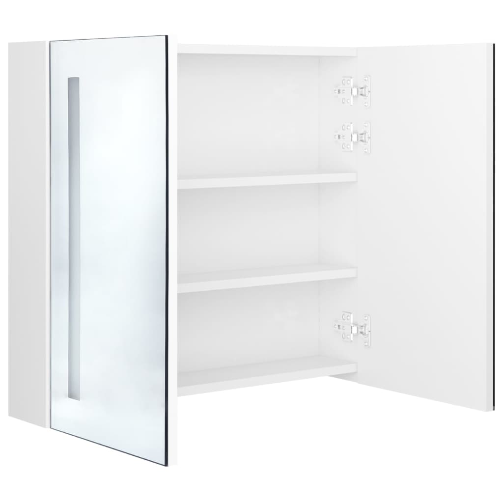 LED-Spiegelschrank fürs Bad Glänzend Weiß 62x14x60 cm