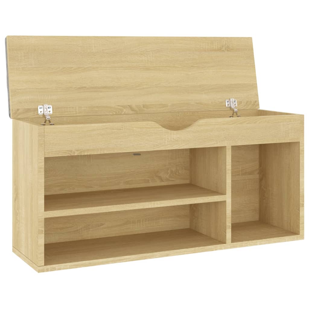 Schuhbank mit Kissen Sonoma-Eiche 104x30x49 cm Holzwerkstoff