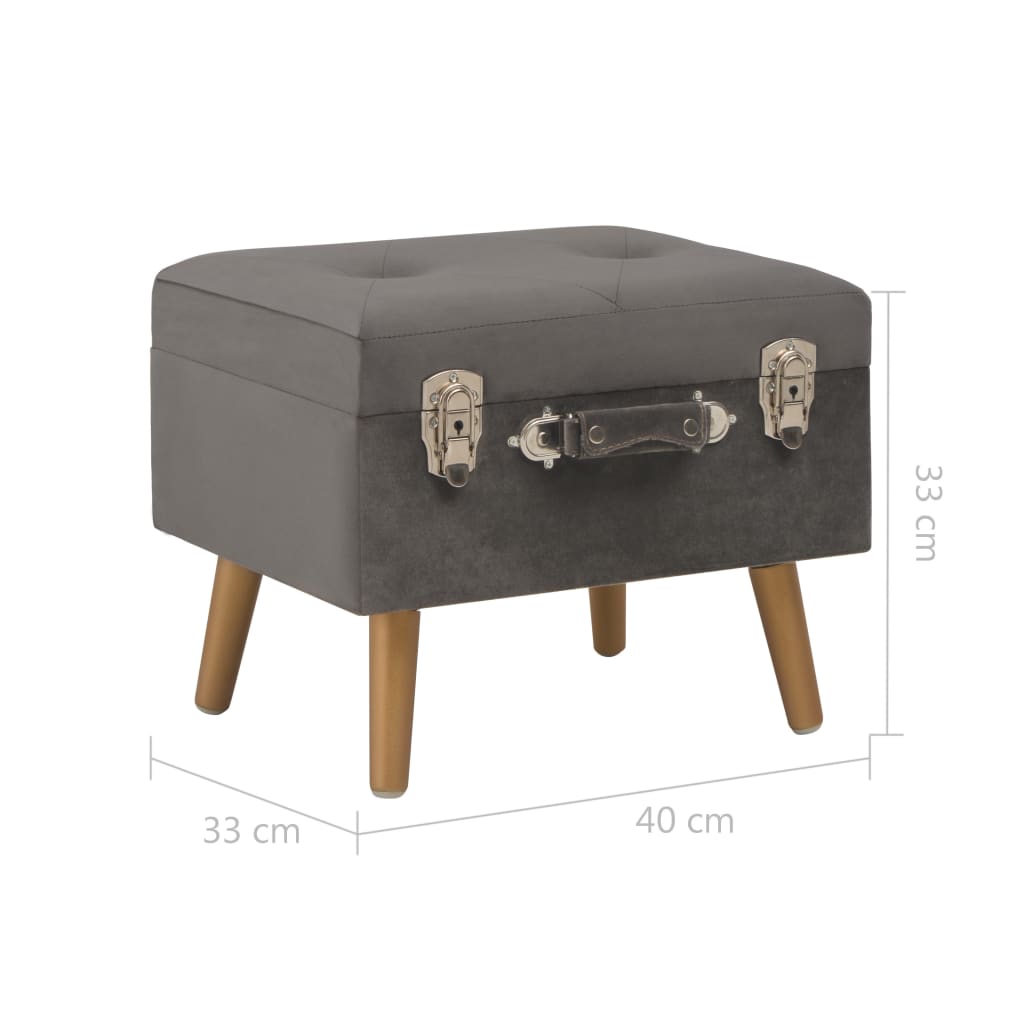 Hocker mit Stauraum 40 cm Grau Samt