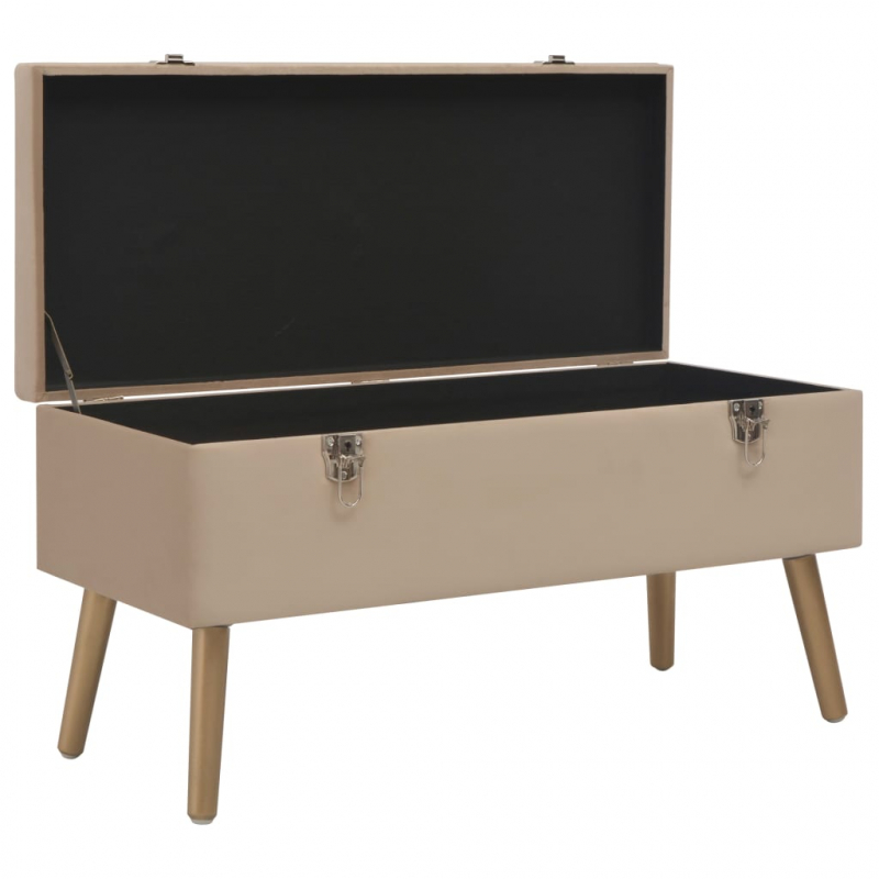 Bank mit Stauraum 80 cm Beige Samt