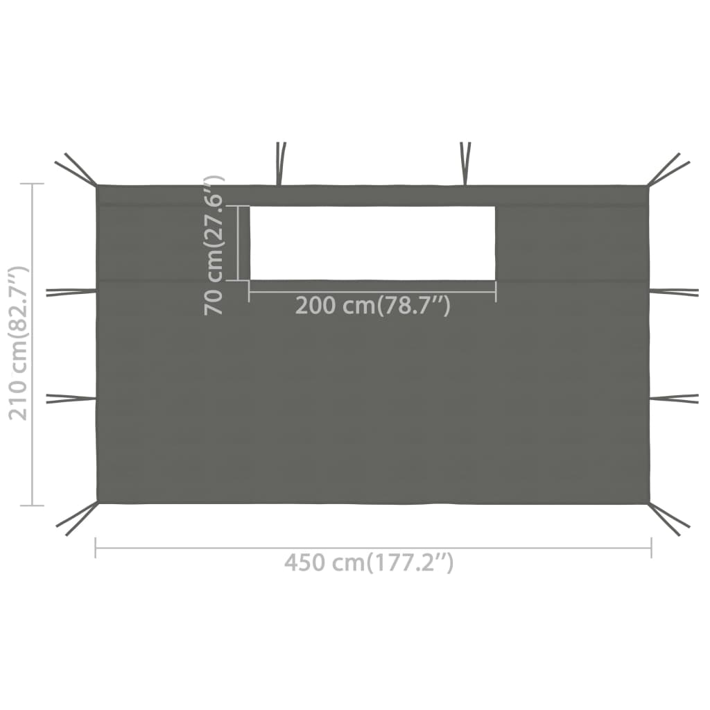 Pavillon-Seitenwände mit Fenstern 2 Stk. Anthrazit