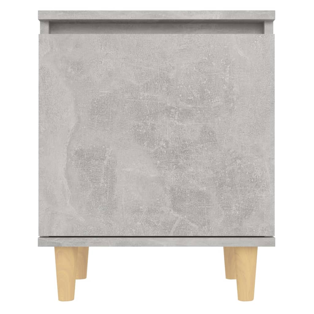 Nachttisch mit Massivholz-Beinen Betongrau 40x30x50 cm
