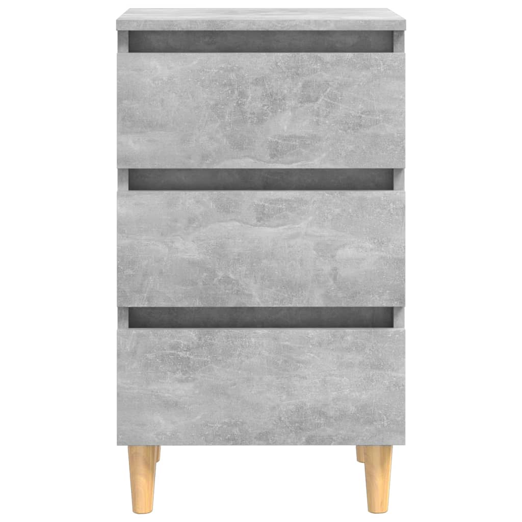 Nachttisch mit Massivholz-Beinen Betongrau 40x35x69 cm