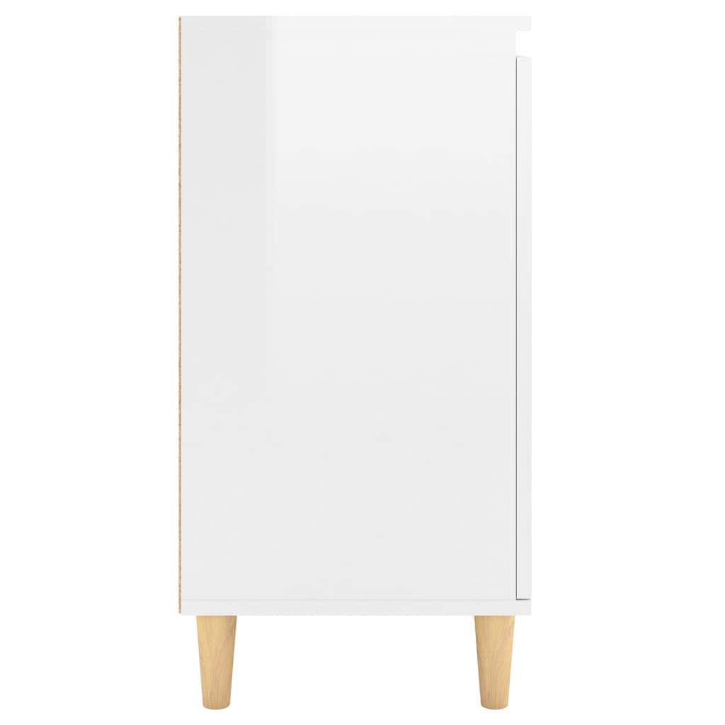 Sideboard mit Massivholz-Beinen Hochglanz-Weiß 60x35x70 cm
