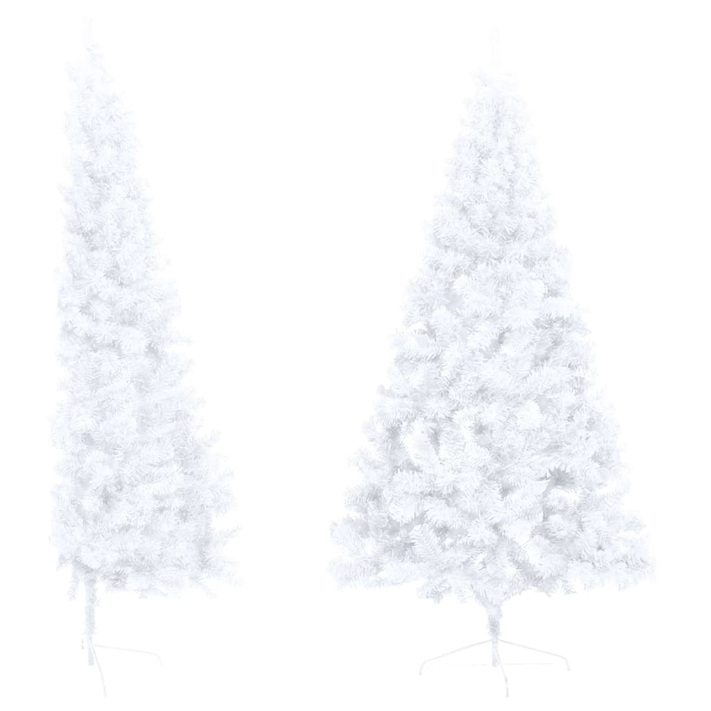 Künstlicher Halb-Weihnachtsbaum mit Ständer Weiß 150 cm PVC