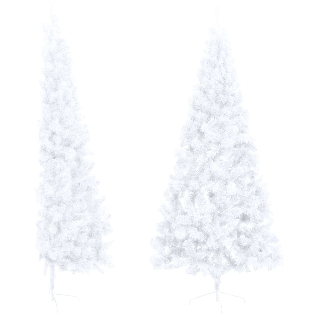 Künstlicher Halb-Weihnachtsbaum mit Ständer Weiß 180 cm PVC