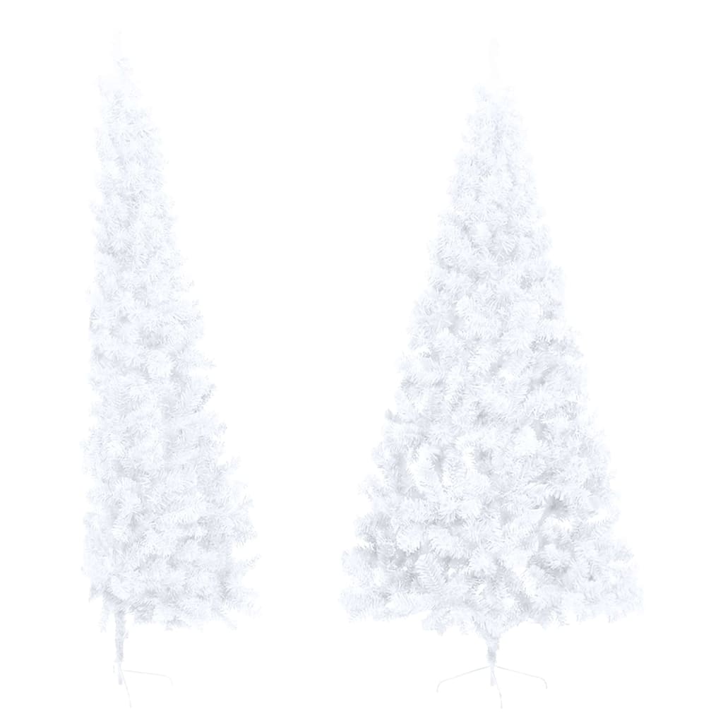 Künstlicher Halb-Weihnachtsbaum mit Ständer Weiß 210 cm PVC