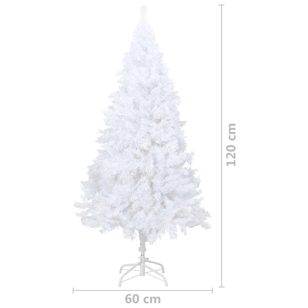 Künstlicher Weihnachtsbaum mit Dicken Zweigen Weiß 120 cm PVC