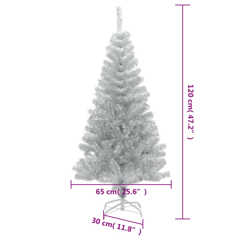 Künstlicher Weihnachtsbaum mit Ständer Silber 120 cm PET