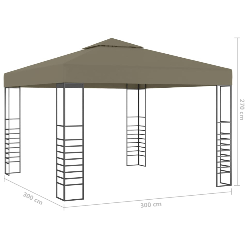 Gartenzelt mit LED-Lichterkette 3x3 m Taupe