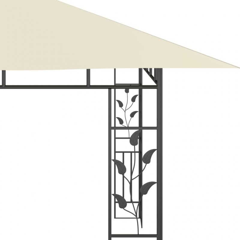 Pavillon mit Moskitonetz & LED-Lichterkette 4x3x2,73m Cremeweiß