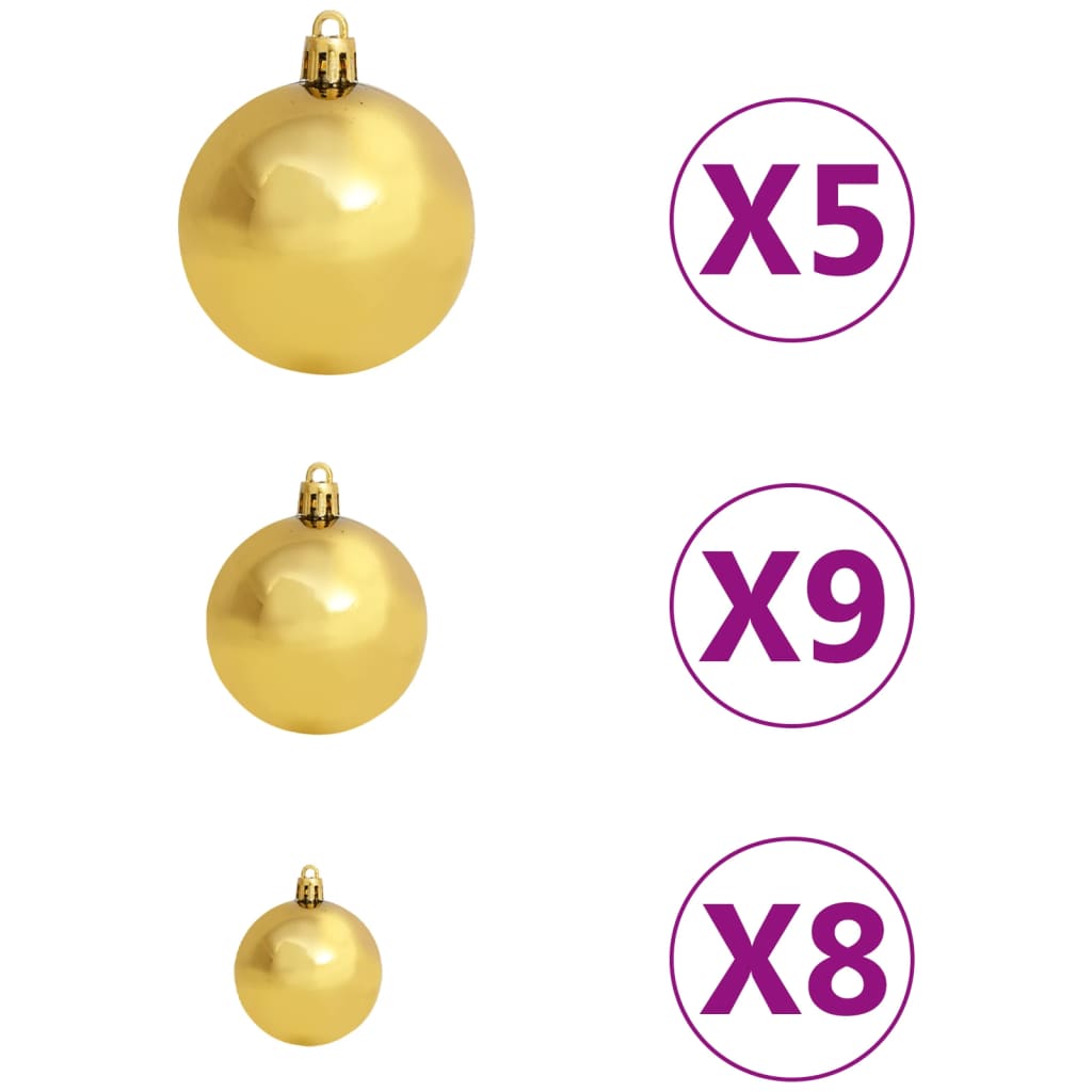 61-tlg. Weihnachtskugel-Set mit Spitze & 150 LEDs Golden Bronze