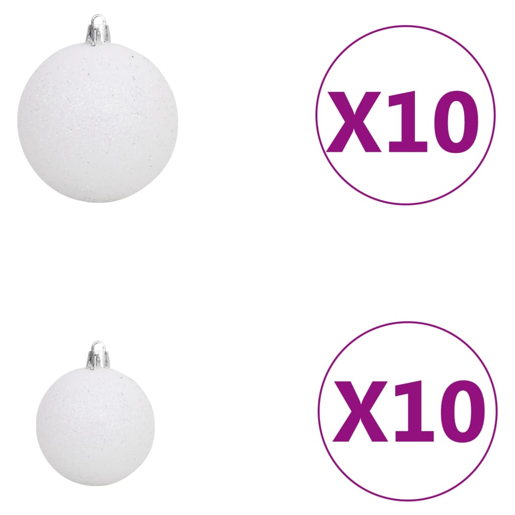 120-tlg. Weihnachtskugel-Set mit Spitze & 300 LEDs Weiß & Grau