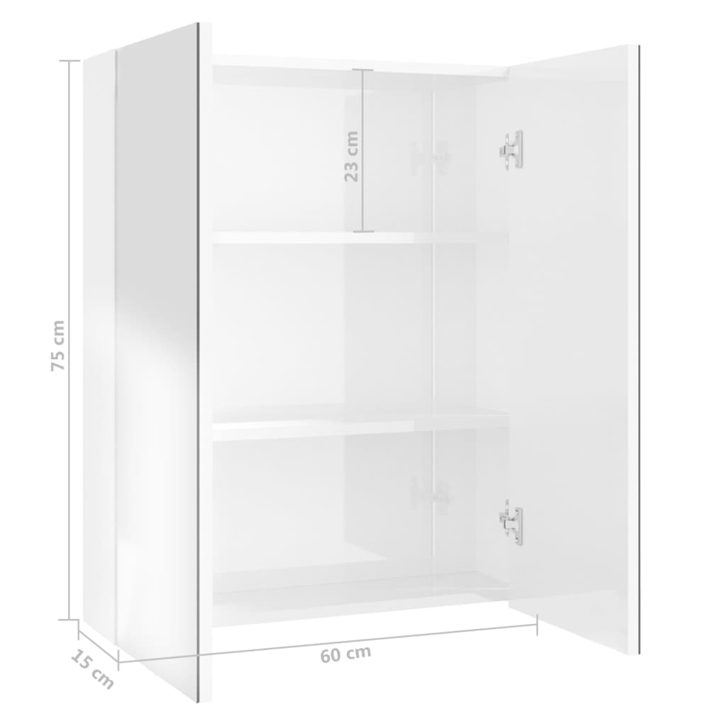 Bad-Spiegelschrank 60x15x75 cm MDF Glänzendes Weiß