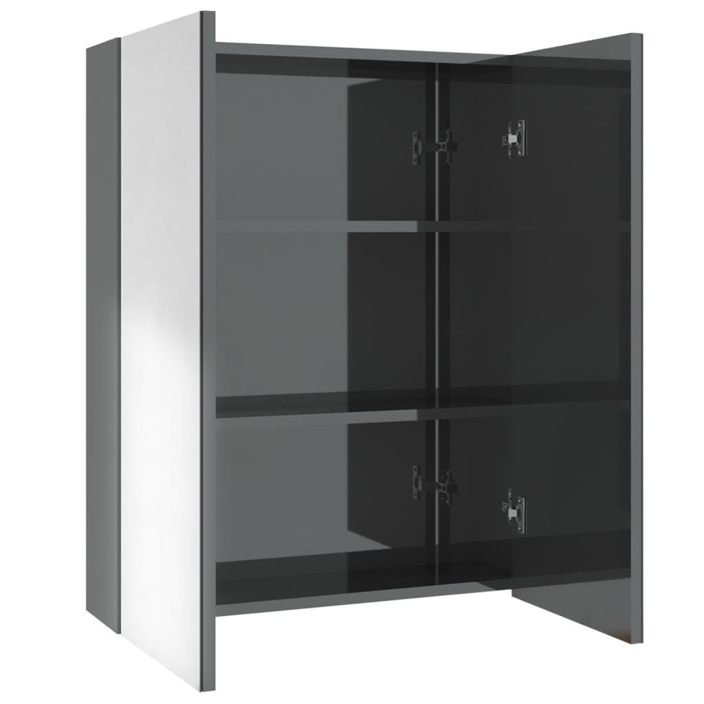 Bad-Spiegelschrank 60x15x75 cm MDF Glänzendes Grau
