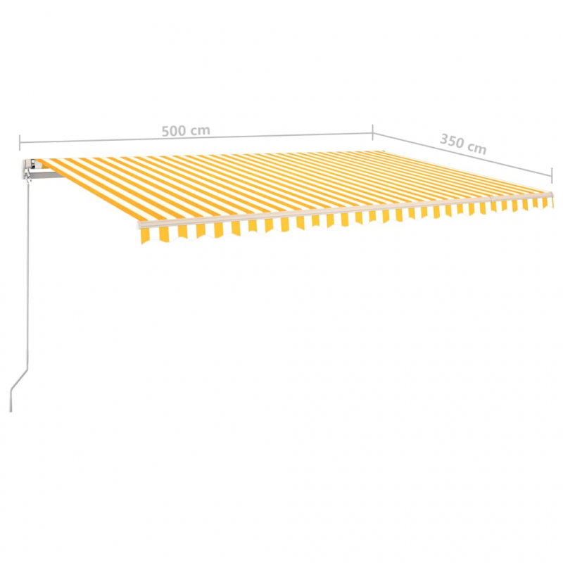 Markise Manuell Einziehbar mit LED 500x350 cm Gelb und Weiß