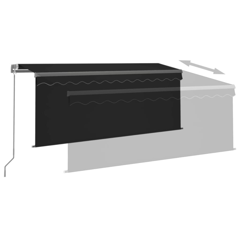 Markise Manuell Einziehbar mit Rollo 3,5x2,5 m Anthrazit