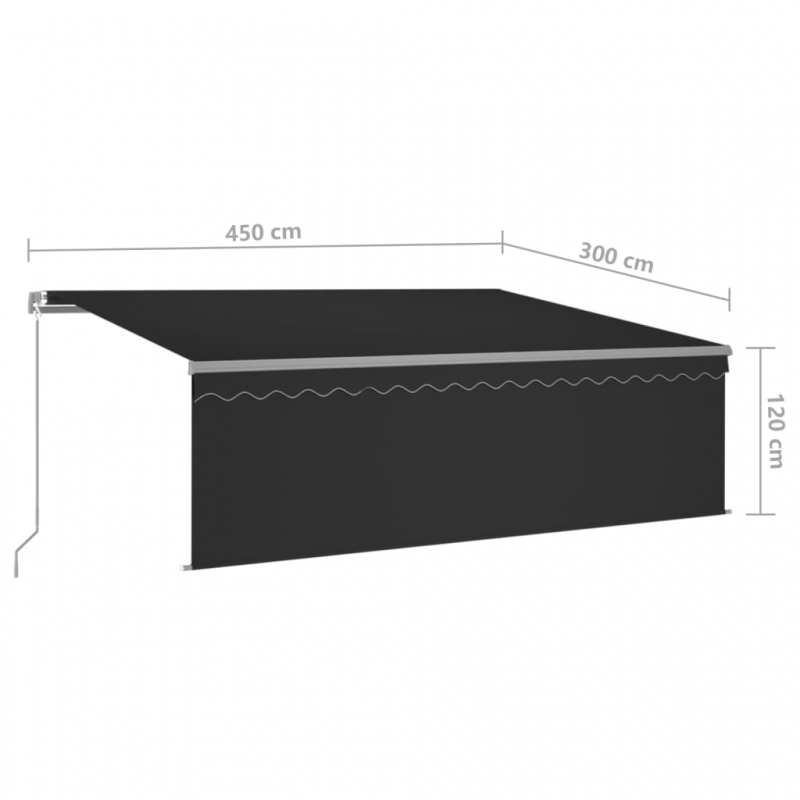 Markise Manuell Einziehbar mit Rollo 4,5x3 m Anthrazit