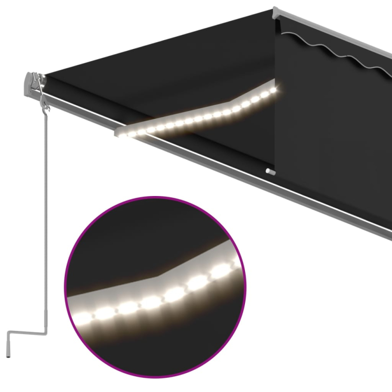 Markise Manuell Einziehbar mit Rollo & LED 6x3 m Anthrazit