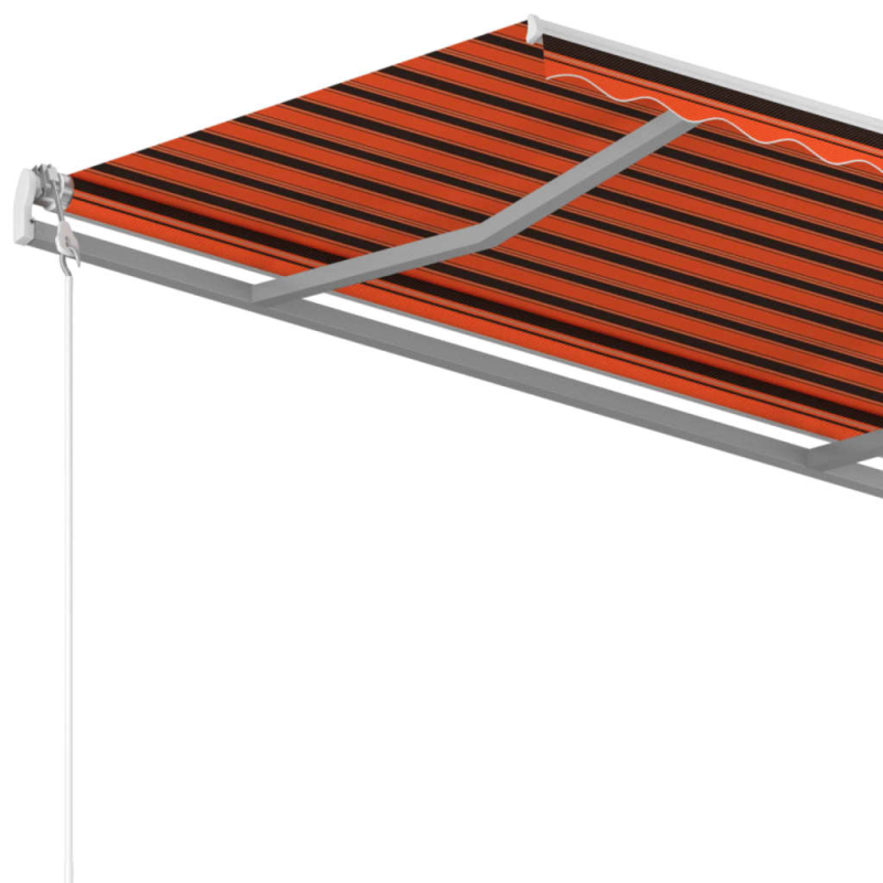 Markise Manuell Einziehbar mit Pfosten 4,5x3 m Orange & Braun