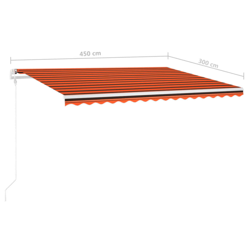 Markise Manuell Einziehbar mit Pfosten 4,5x3 m Orange & Braun