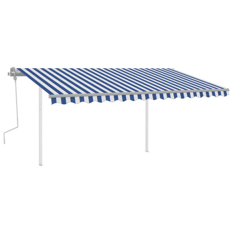 Markise Manuell Einziehbar mit LED 4x3,5 m Blau und Weiß