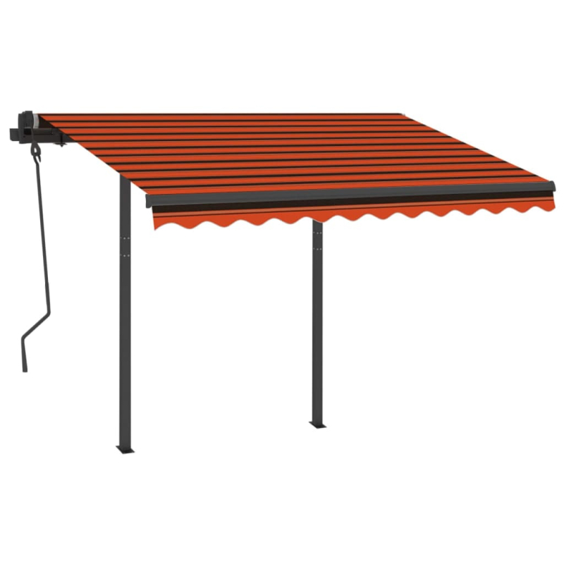 Markise Manuell Einziehbar mit Pfosten 3x2,5 m Orange Braun