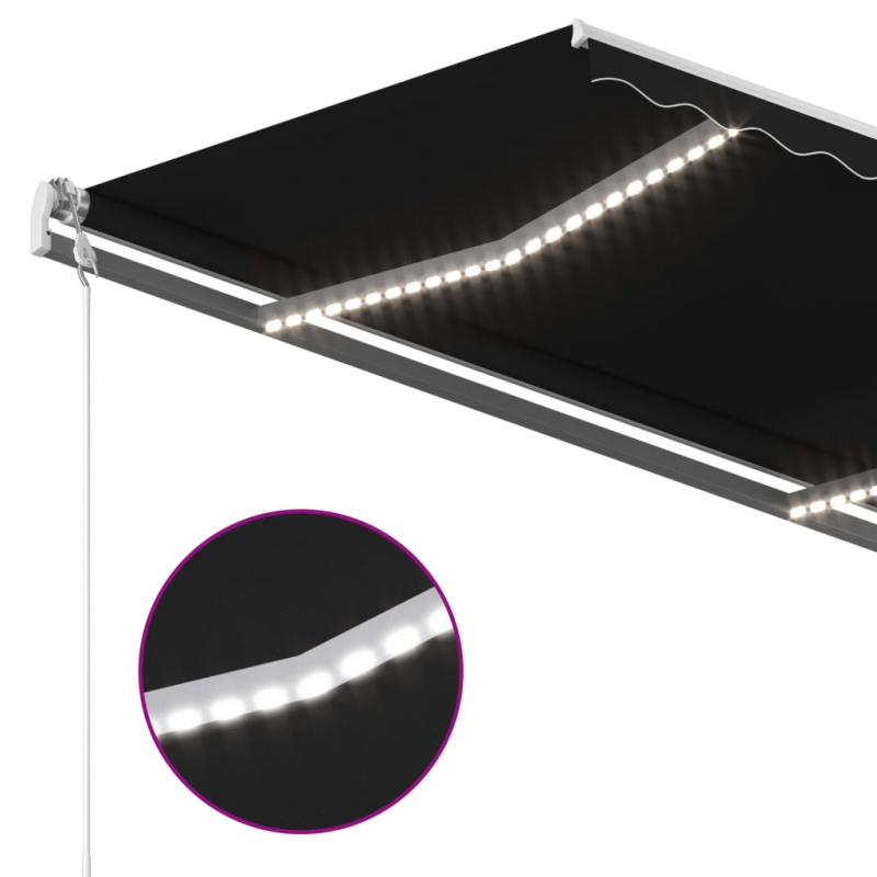 Markise Manuell Einziehbar mit LED 4x3 m Anthrazit