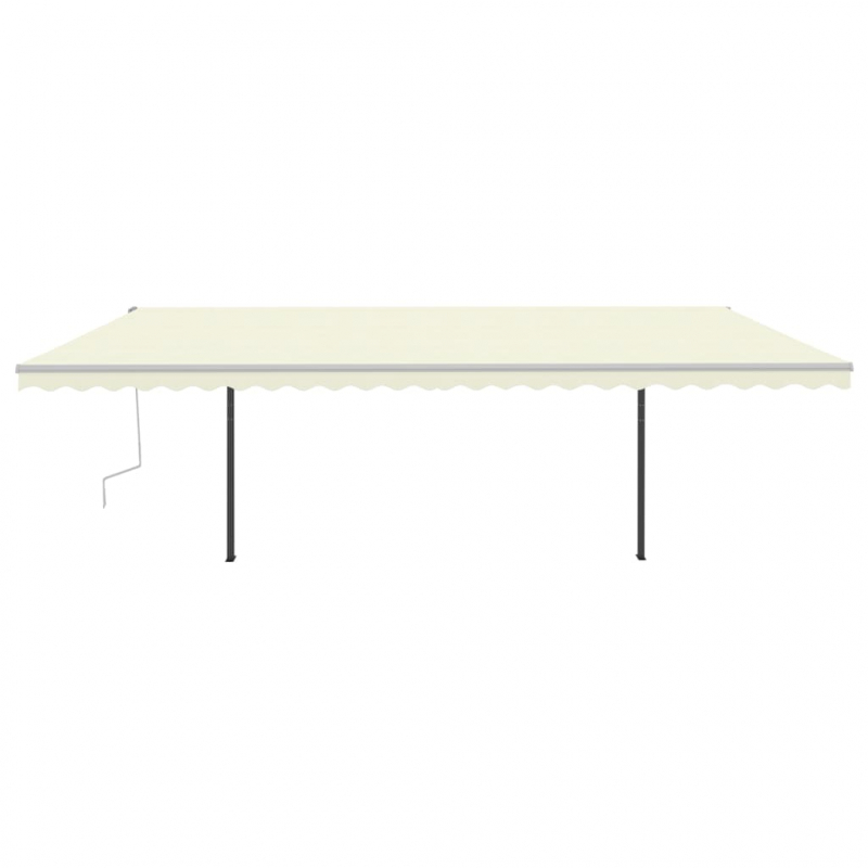 Markise Manuell Einziehbar mit Pfosten 6x3,5 m Creme