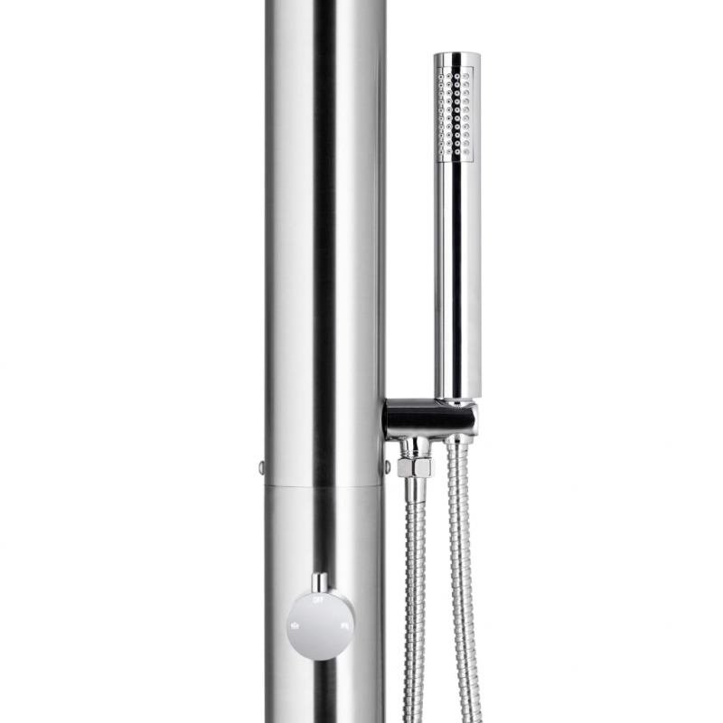 Gartendusche mit Brauner Bodenplatte 225 cm Edelstahl
