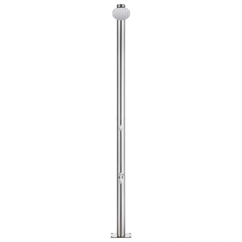 Gartendusche mit Grauer Bodenplatte 220 cm Edelstahl