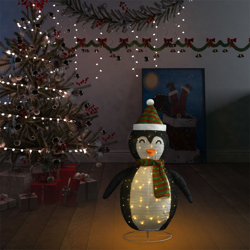 Weihnachtsdeko LED Pinguin Luxus-Stoff 90 cm