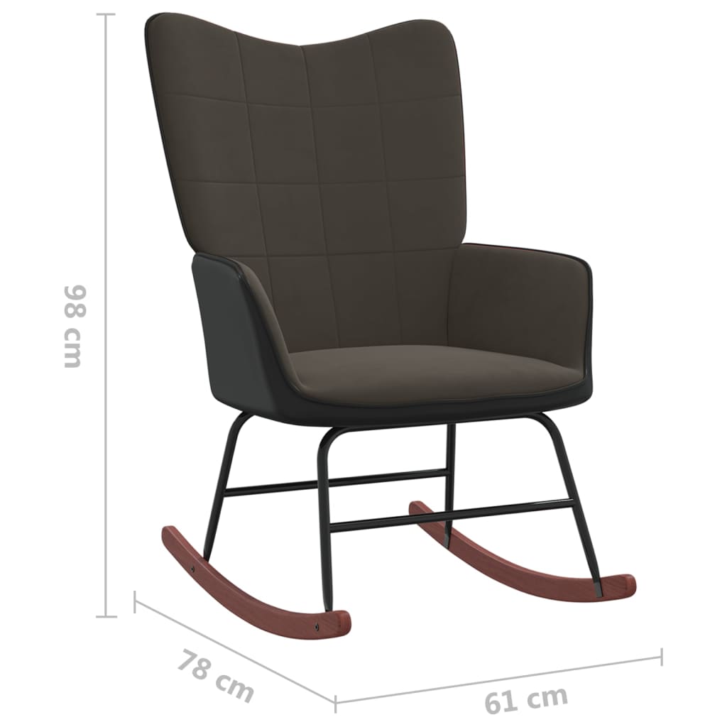 Schaukelstuhl Dunkelgrau Samt und PVC