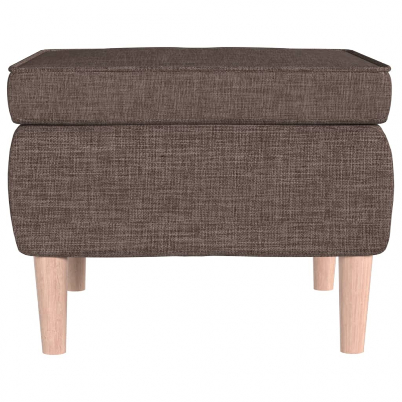 Hocker mit Holzbeinen Taupe Stoff