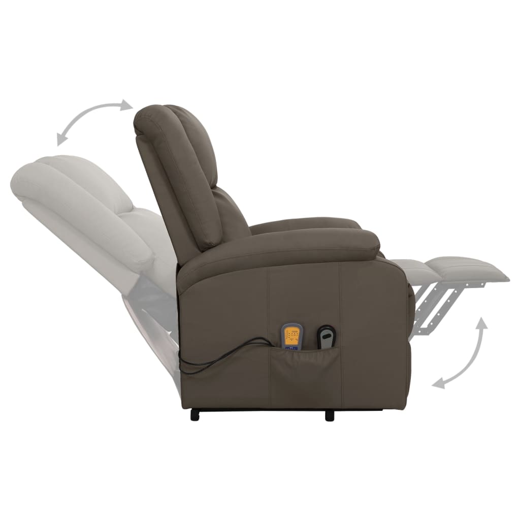 Massagesessel mit Aufstehhilfe Grau Kunstleder