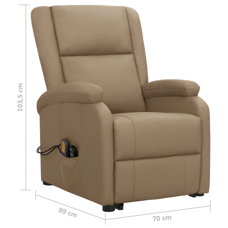 Massagesessel mit Aufstehhilfe Cappuccino-Braun Kunstleder