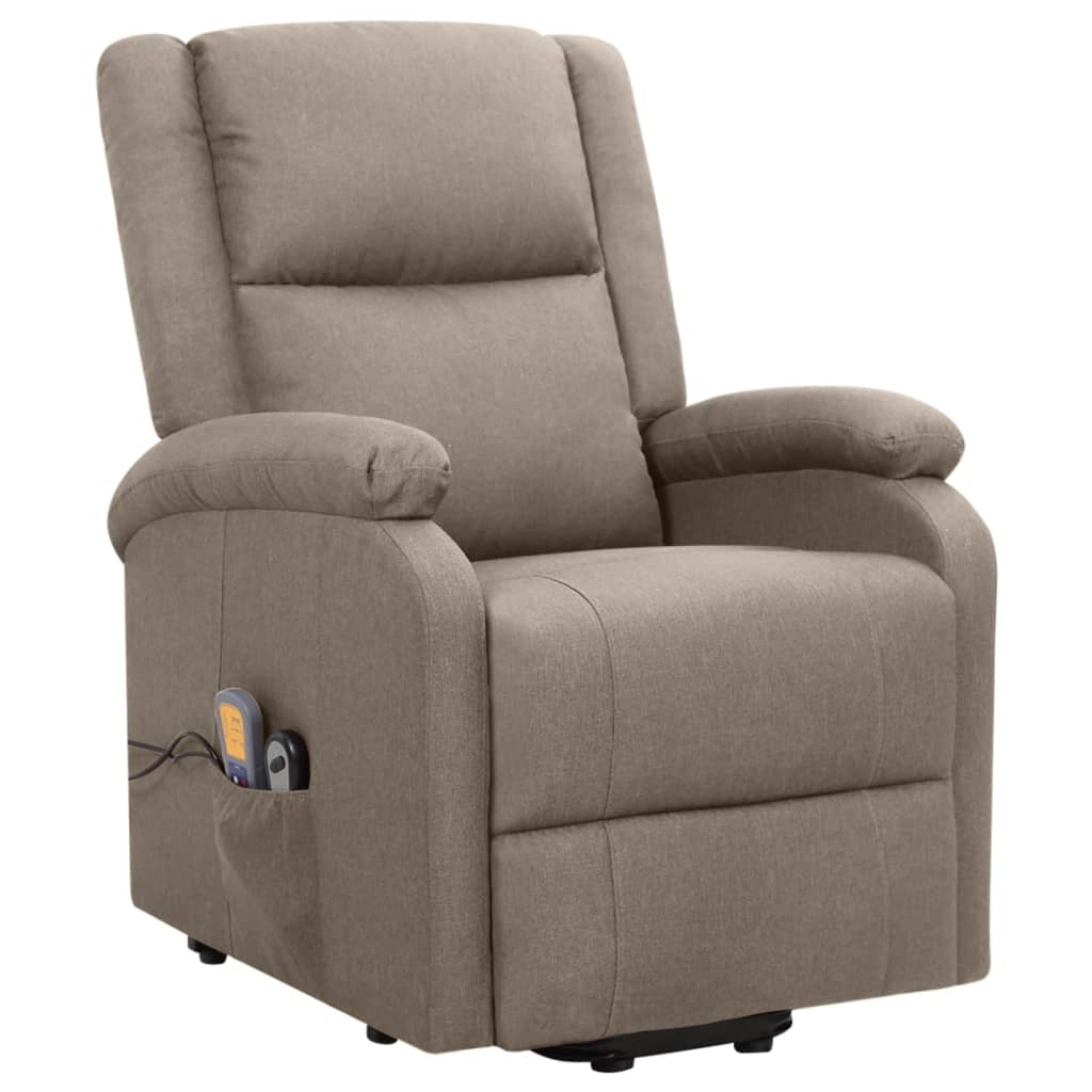 Massagesessel mit Aufstehhilfe Taupe Stoff