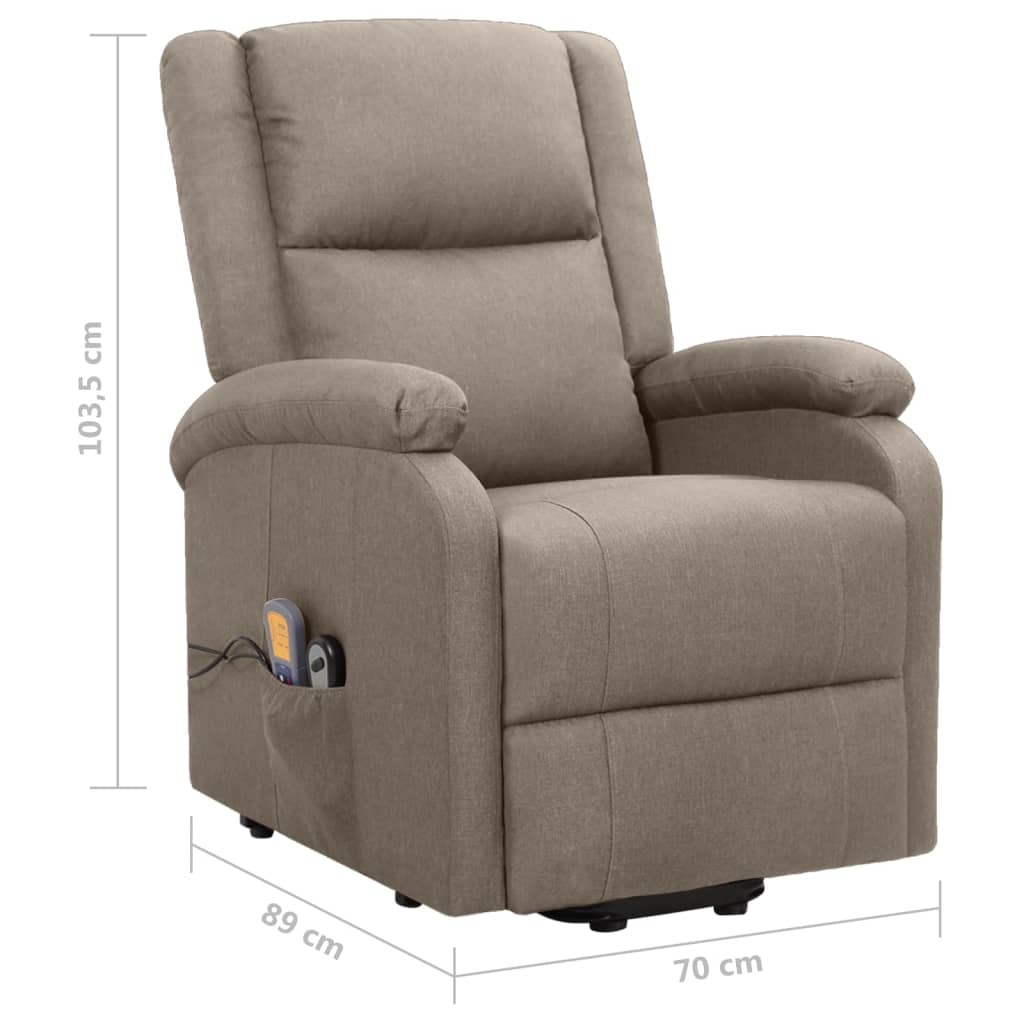 Massagesessel mit Aufstehhilfe Taupe Stoff